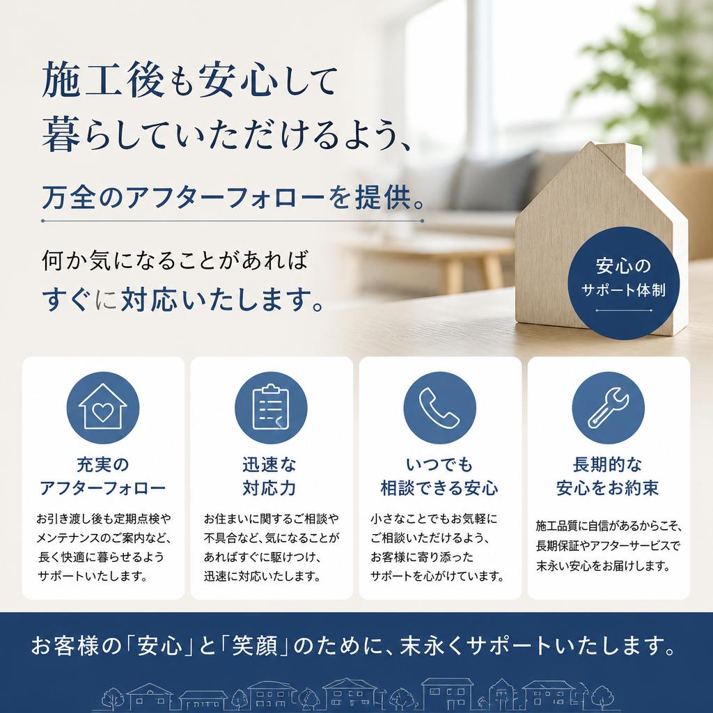 施工後の安心なアフターフォロー