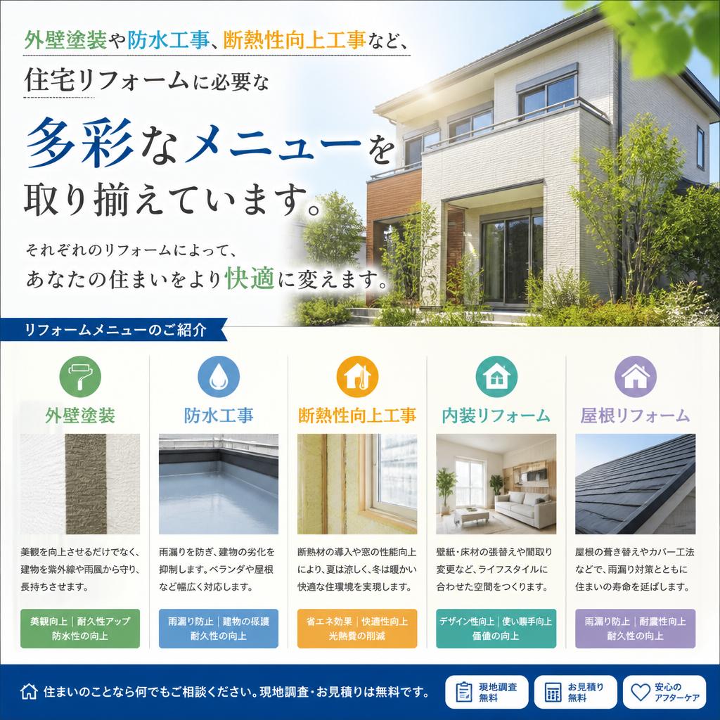 住宅リフォームの充実したメニュー