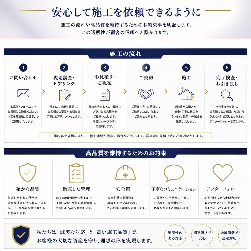 施工の流れとお約束