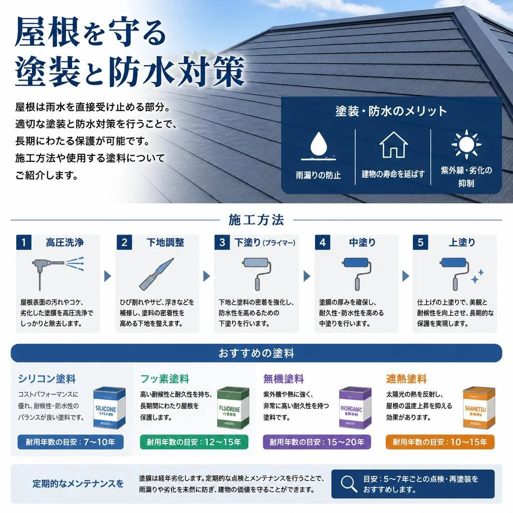 屋根の塗装で雨水から守る