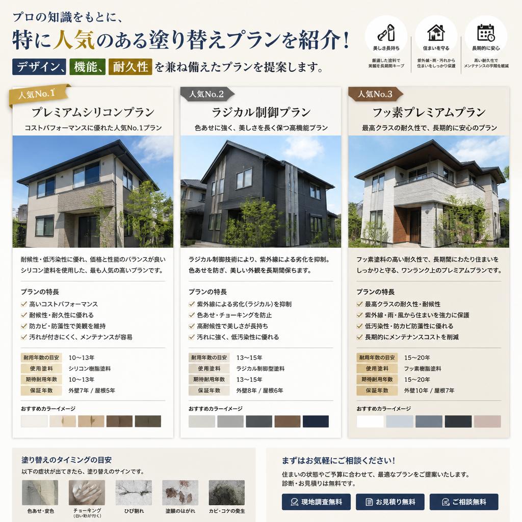 2. プロがすすめる人気の塗り替えプラン