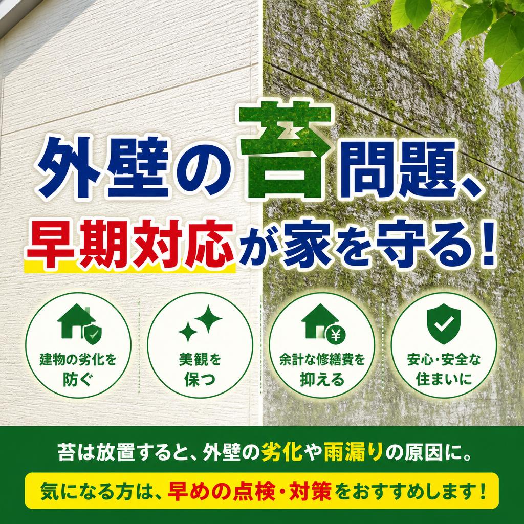 外壁の苔問題、早期対応が家を守る！