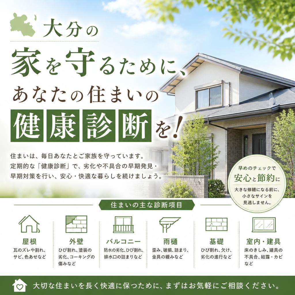大分の家を守るために、あなたの住まいの健康診断を！