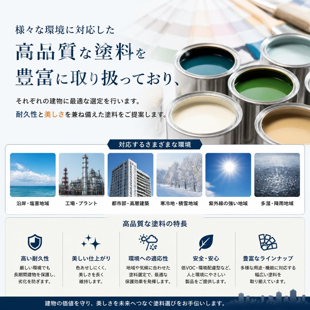 豊富な塗料の選択肢