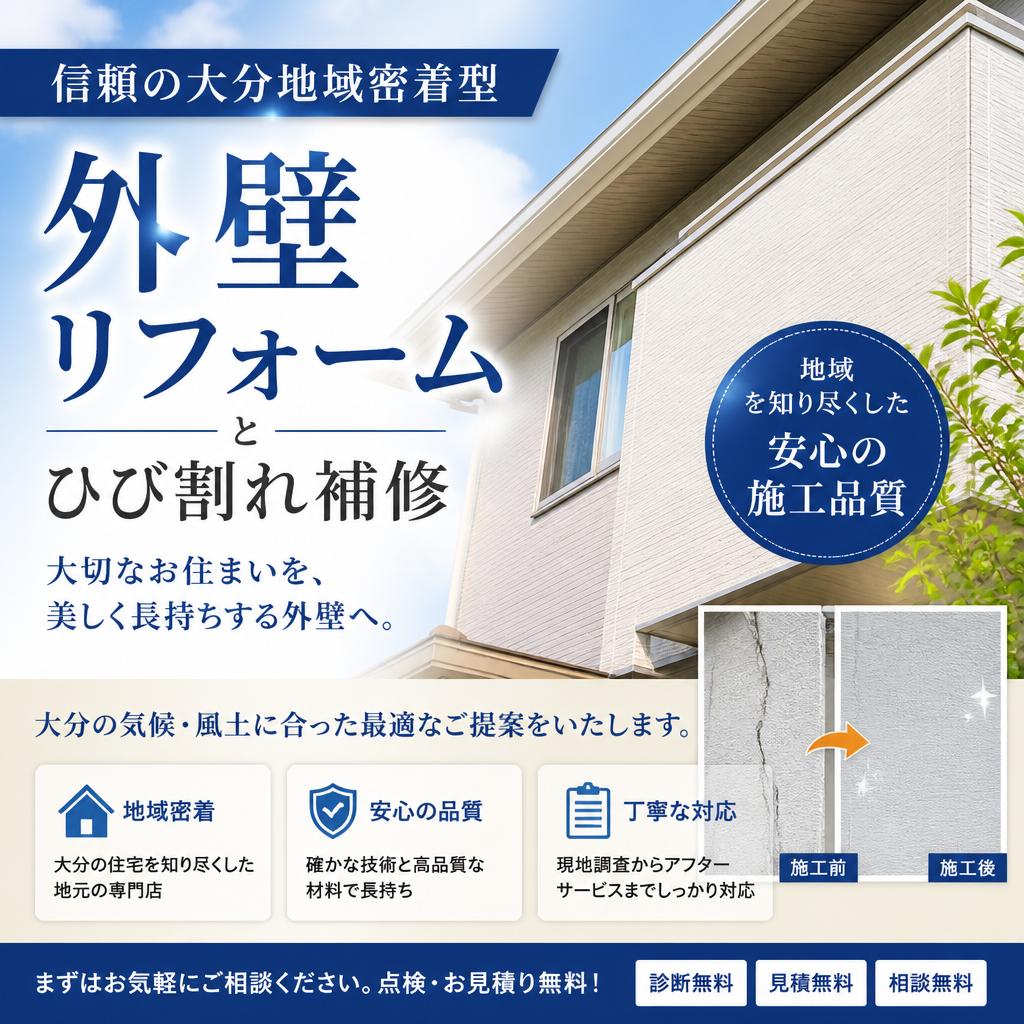 信頼の大分地域密着型、外壁リフォームとひび割れ補修